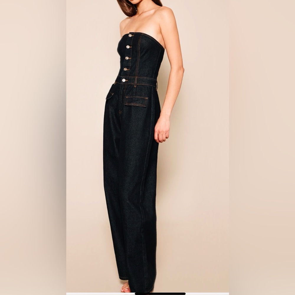Strapless Dark Denim indigo Jumpsuit
